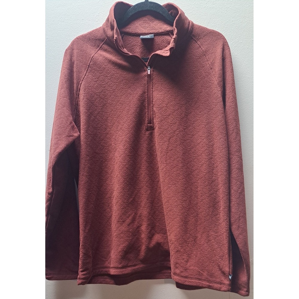 Eddie Bauer Womens XL Rust Red Diamond Textured Quarter Zip Pullover Sweater